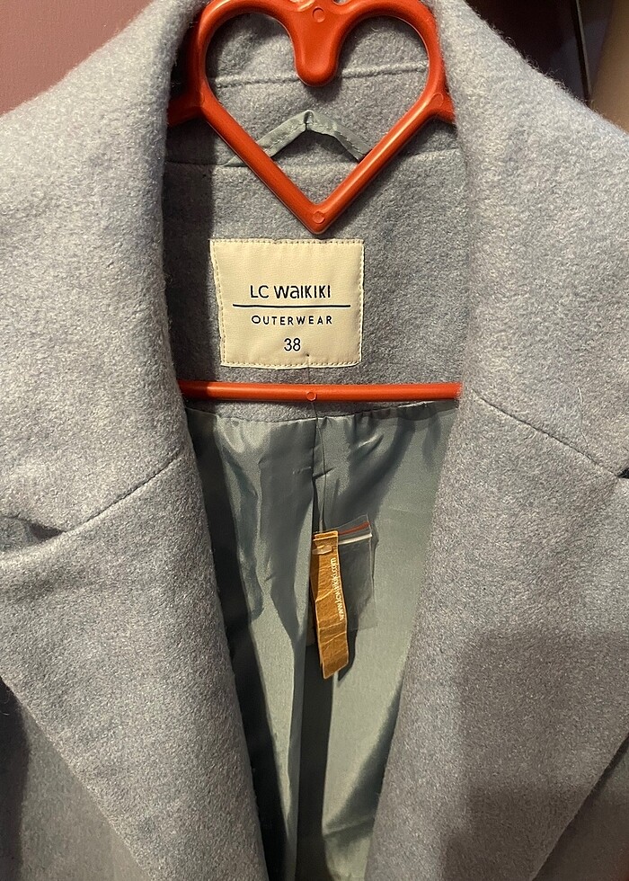 Açık mavi kaşe kaban - Görsel 3