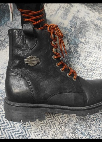 Yılan Desenli Siyah Deri Biker Bot - Görsel 5