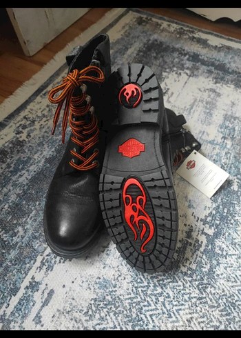 Yılan Desenli Siyah Deri Biker Bot - Görsel 2