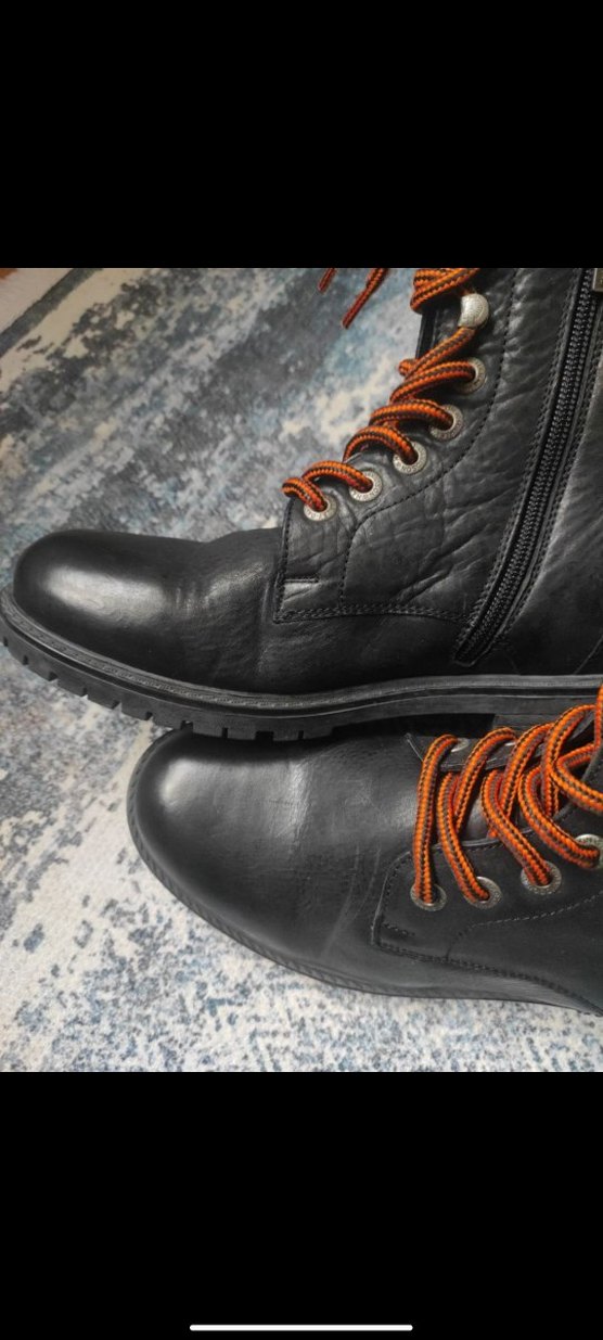 Yılan Desenli Siyah Deri Biker Bot - Görsel 3