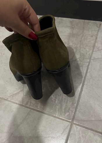 Yeşil Süet Platform Topuklu Kadın Bot - Görsel 2