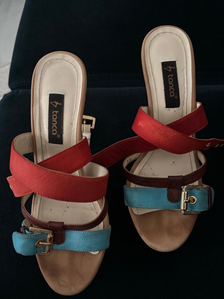 Renkli Süet Platform Topuklu Ayakkabı - Görsel 3