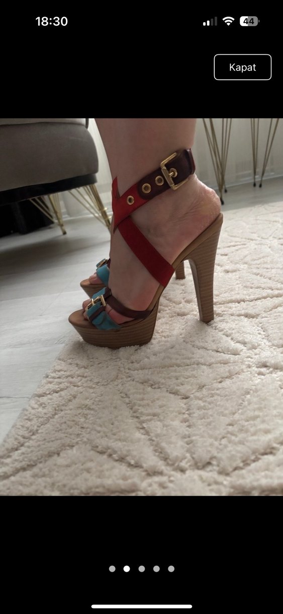 Kadın Çok Renkli Süet Platform Topuklu Ayakkabı - Görsel 2