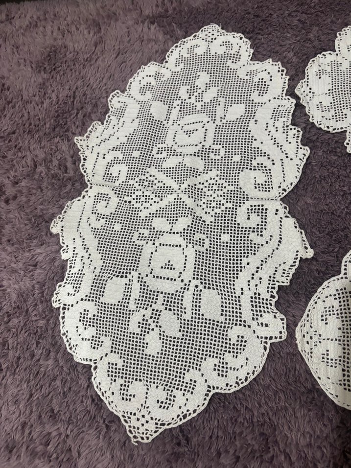 El Yapımı Dantel 3'lü Salon Takımı - Görsel 3