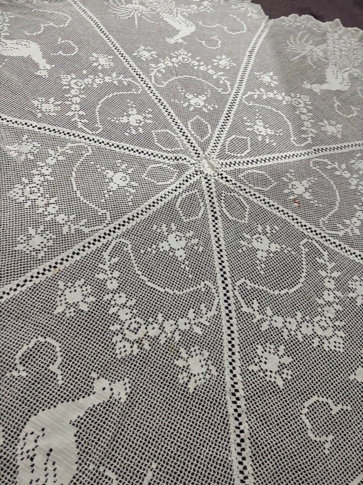 El İşlemeli Tavuskuşu Motifli Dantel Masa Örtüsü - Görsel 3