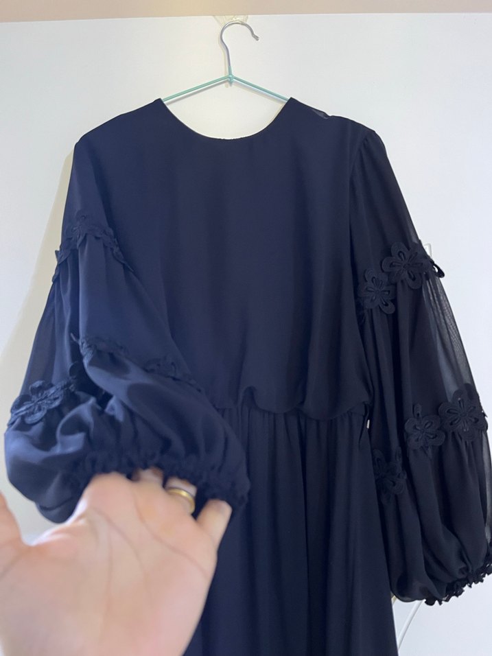 Siyah Uzun şıfon Kadın Elbise - Görsel 2