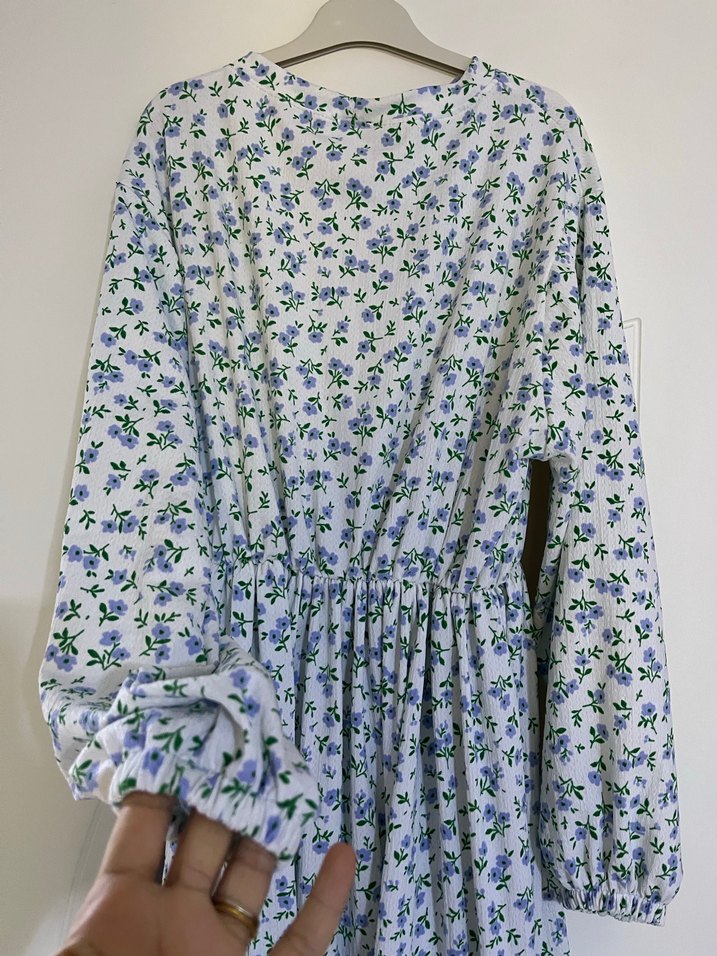 Uzun Kollu Pamuklu Bohem Elbise - Görsel 2