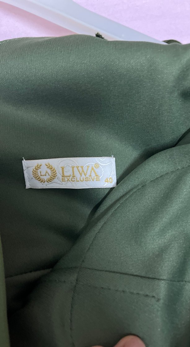 Yeşil Uzun Parlak Saten abiye - Görsel 3