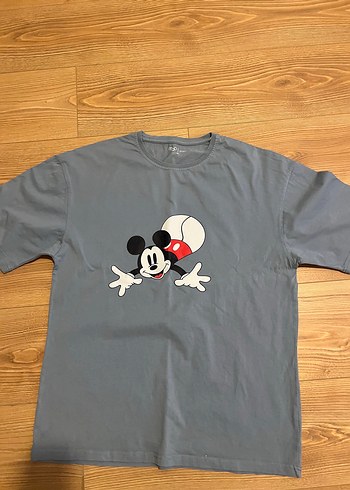 Gri Baskılı Mickey Mouse tisort