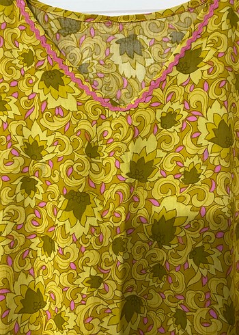 Sarı Bohem V Yaka Hamile Tunik - Görsel 2