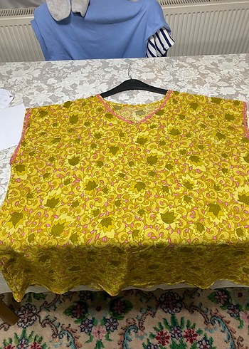 Sarı Bohem V Yaka Hamile Tunik - Görsel 4