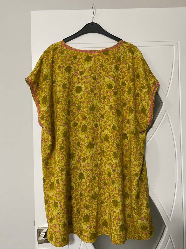 Sarı Bohem V Yaka Hamile Tunik - Görsel 3