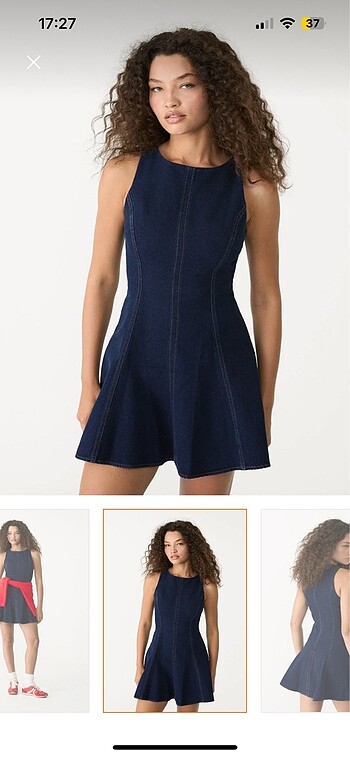 stradivarius denim kisa elbise