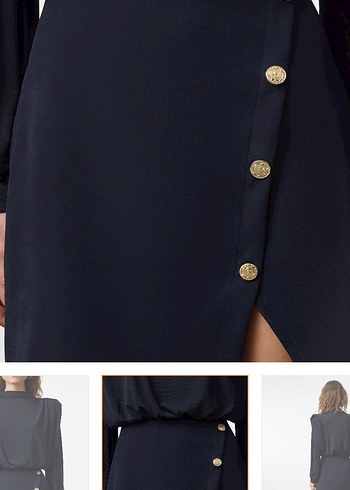 Düğmeli Vatkalı Elbise - Görsel 6