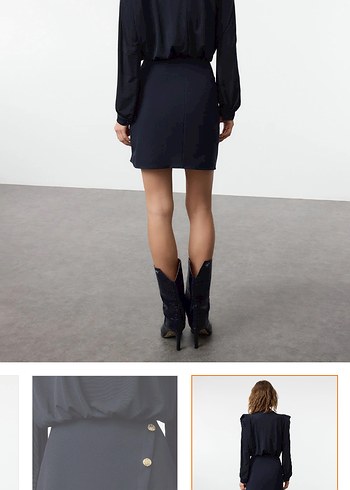 Düğmeli Vatkalı Elbise - Görsel 12