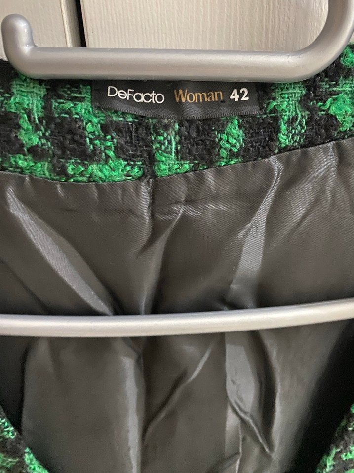 Düğmeli Yeşil Kareli Elbise - Görsel 5