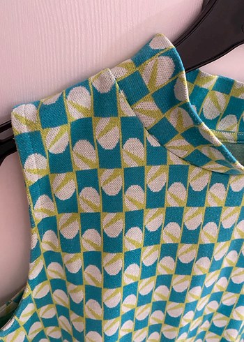 Turkuaz-Yeşil Desenli  Bluz - Görsel 6