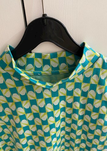 Turkuaz-Yeşil Desenli  Bluz - Görsel 2