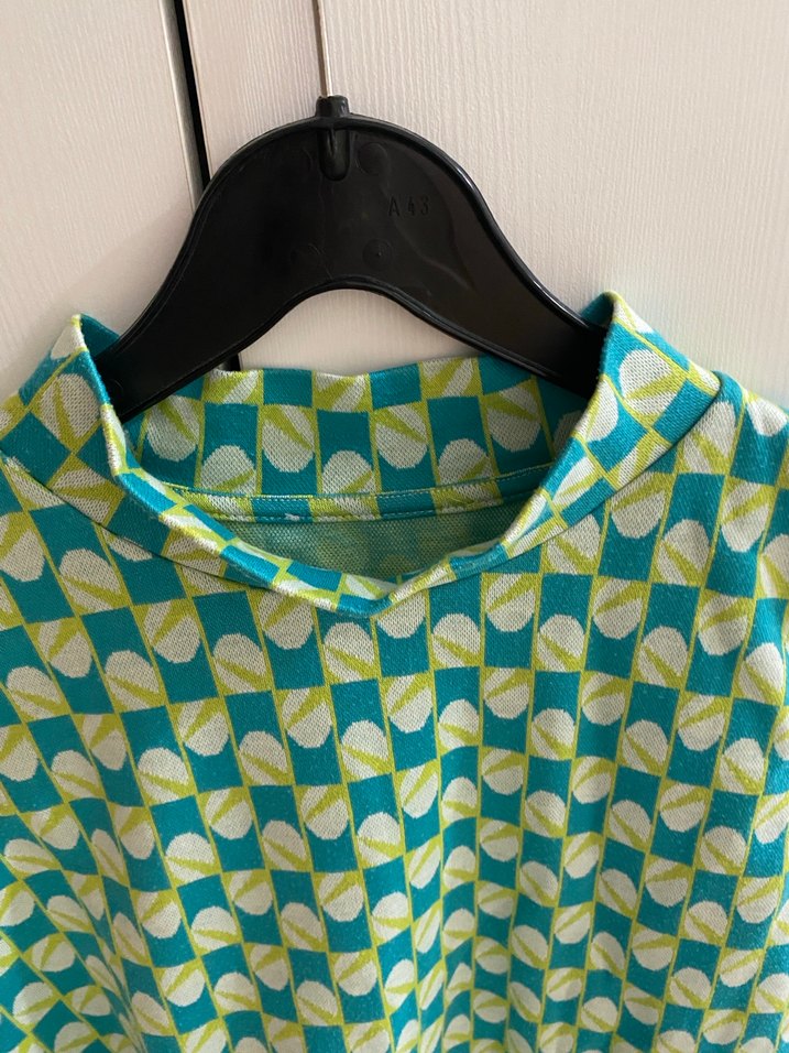 Turkuaz-Yeşil Desenli  Bluz - Görsel 2