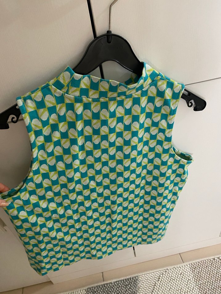 Turkuaz-Yeşil Desenli  Bluz - Görsel 4