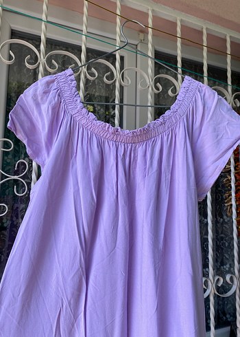 40 Beden Kayık yaka lila Midi Elbise