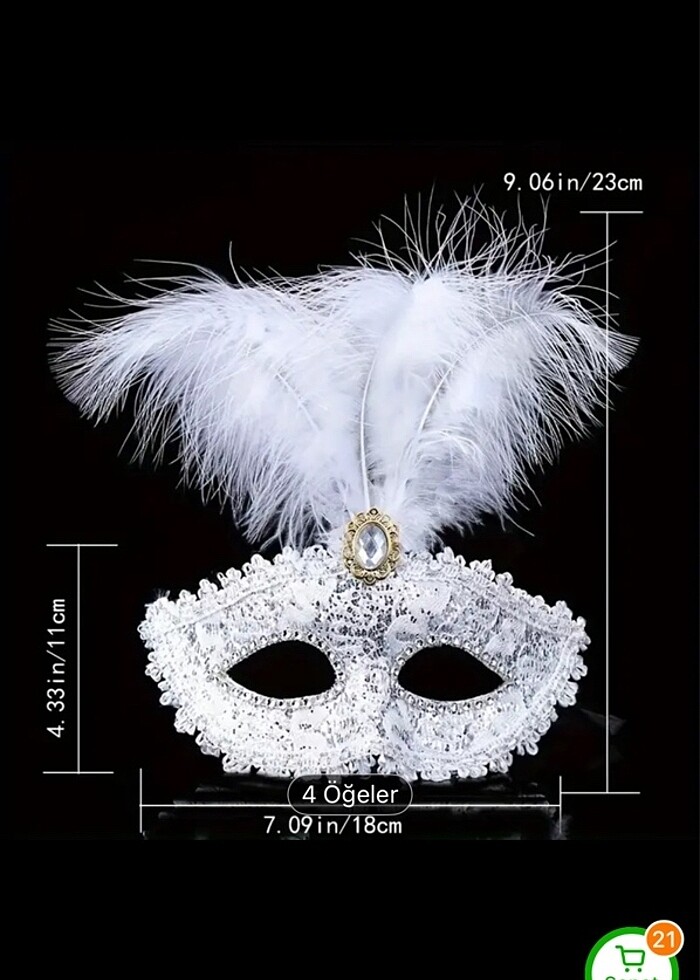 Yılbaşı Maskesi Beyaz - Görsel 3