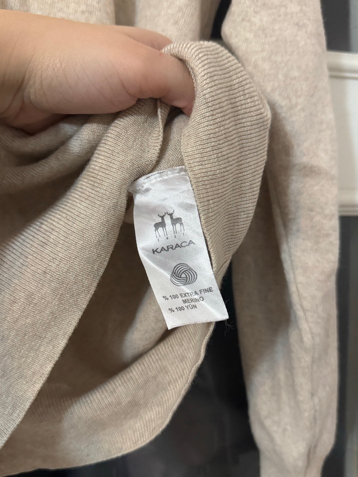 Çift Karaca Bej Yün Kazak - Görsel 3