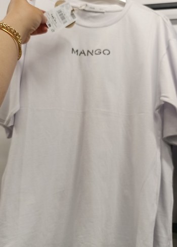 Mango Beyaz Baskılı Pamuklu Tişört