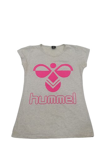 Hummel Hummel Kadın Gri Pembe Baskılı Kısa Kollu Tişört