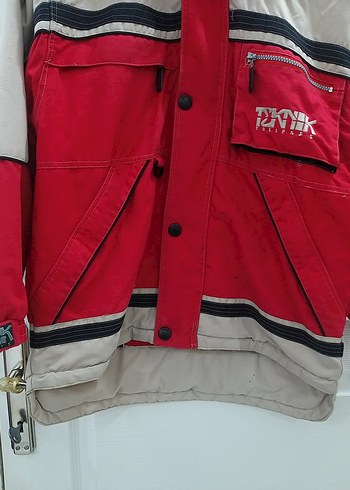 Kırmızı Gri Kapüşonlu unisex Kayak Montu - Görsel 2