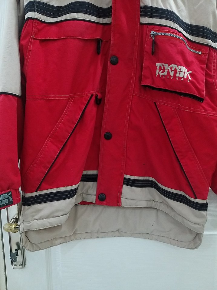 Kırmızı Gri Kapüşonlu unisex Kayak Montu - Görsel 2