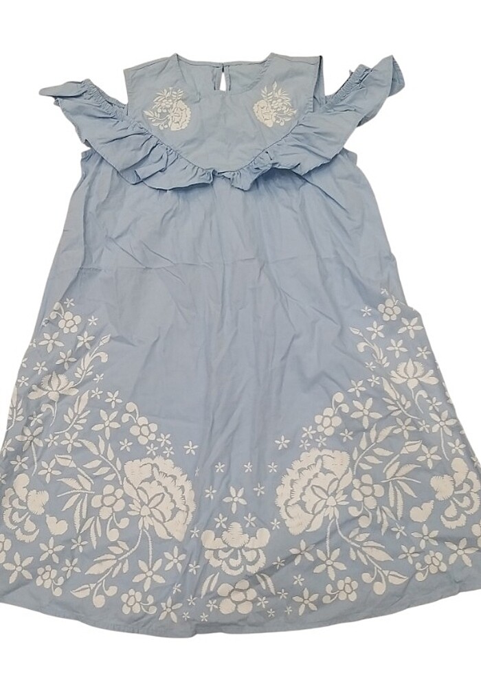 Omuz detaylı çiçek baskılı elbise kaliteli kumaş - Görsel 3