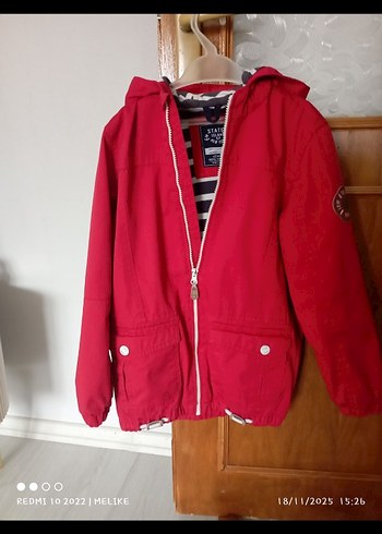 Fermuarlı Kırmızı Kapüşonlu çocuk mevsimlik mont - Görsel 3