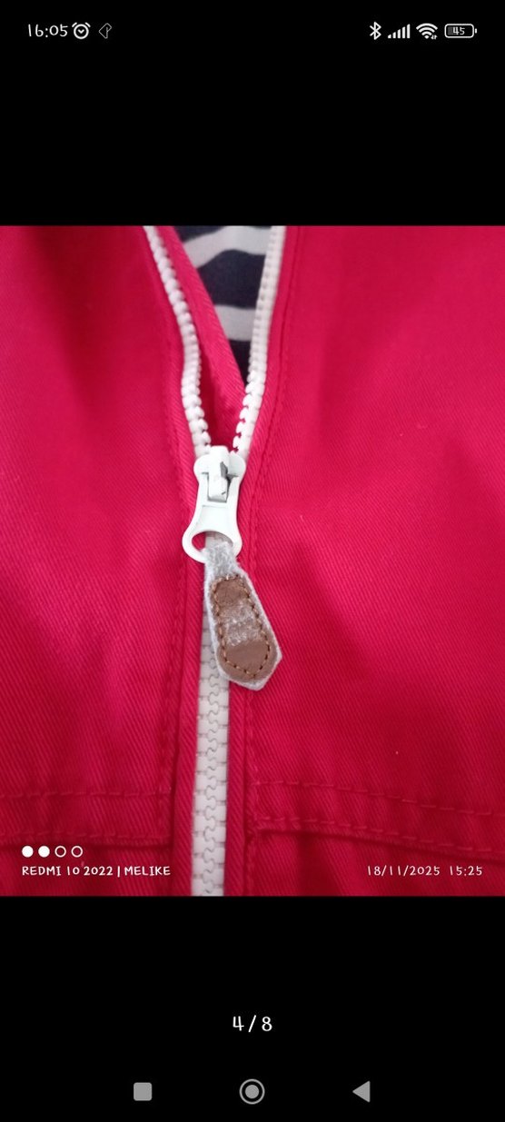 Fermuarlı Kırmızı Kapüşonlu çocuk mevsimlik mont - Görsel 4