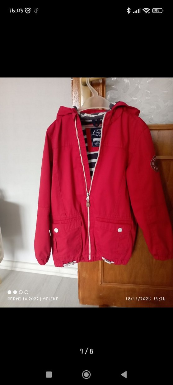 Fermuarlı Kırmızı Kapüşonlu çocuk mevsimlik mont - Görsel 3