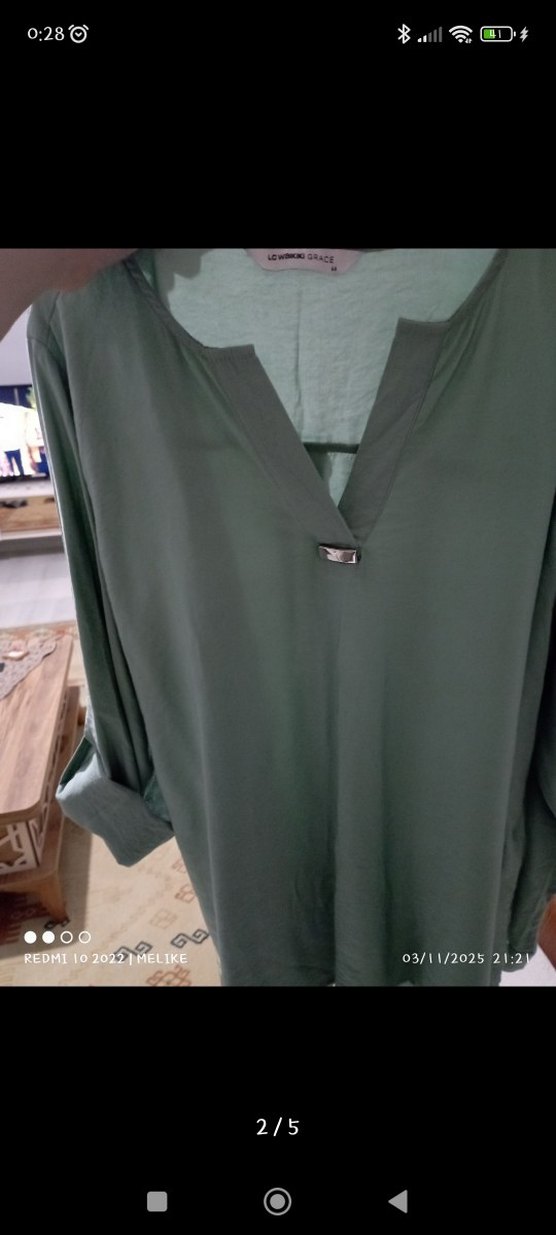 şu yeşili bluz hömlek - Görsel 2