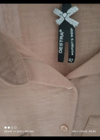 sütlü kahve Kadın Keten Gömlek - Görsel 3