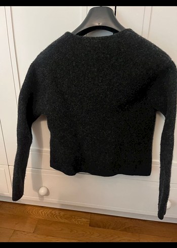 Zara Fermuarlı Kısa Gri Kadın Yün Ceket zara