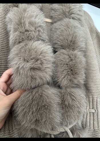s Beden gri Renk Camel rengi Yünlü Kürk Detaylı Kadın Ceket