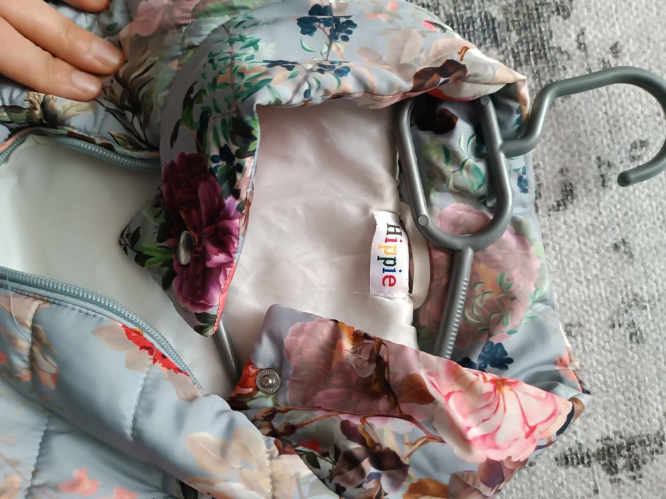 Gri Çiçek Desenli Bohem Kadın Kışlık Mont - Görsel 2