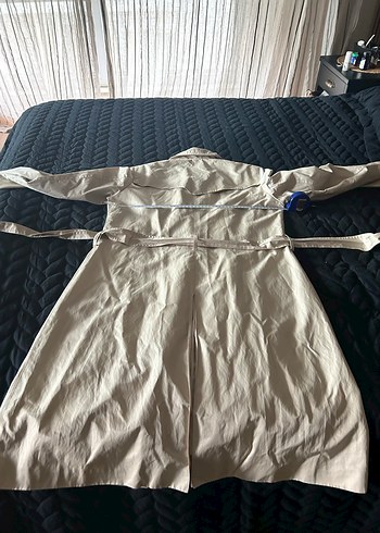 Bej Kemerli Uzun Kadın Trençkot - Görsel 8