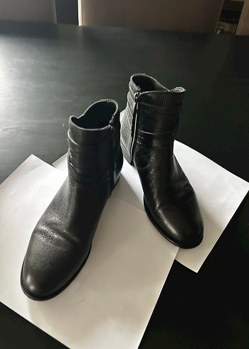 Elle gerçek deri Tokalı Siyah Deri Kadın Bot - Görsel 8