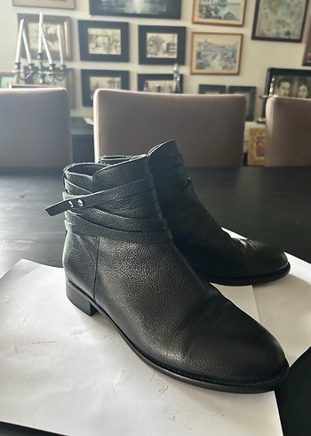 Elle gerçek deri Tokalı Siyah Deri Kadın Bot - Görsel 7