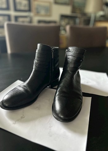 Elle gerçek deri Tokalı Siyah Deri Kadın Bot - Görsel 5