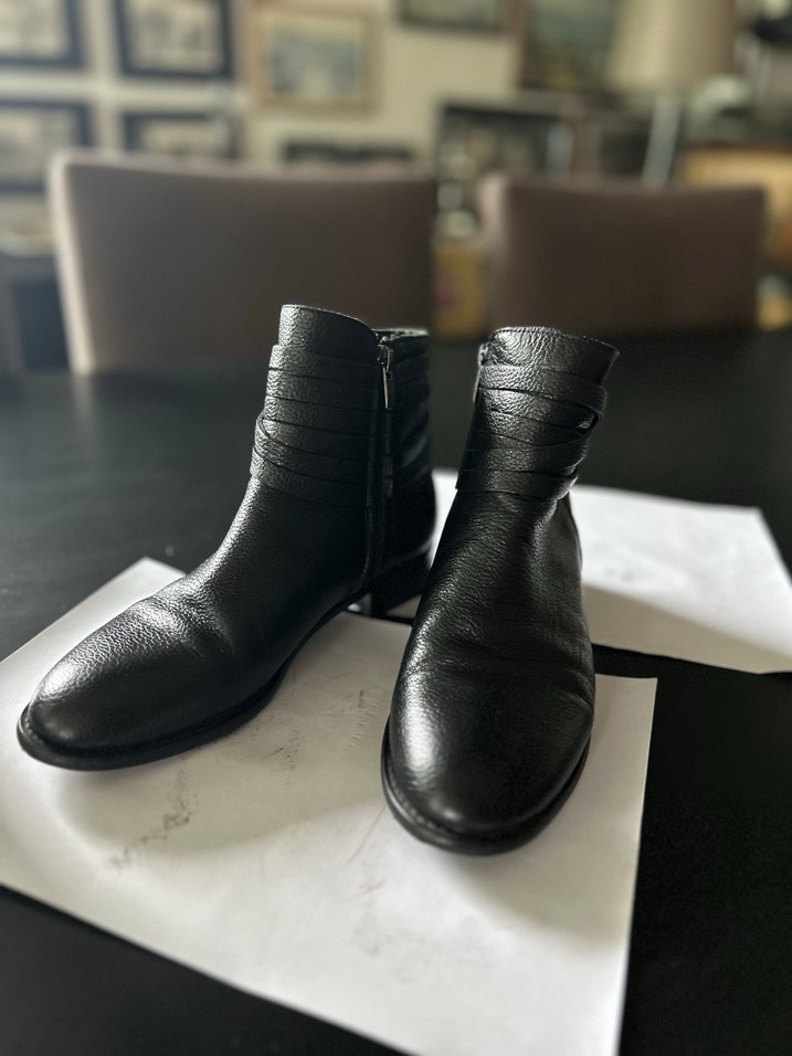 Elle gerçek deri Tokalı Siyah Deri Kadın Bot - Görsel 5