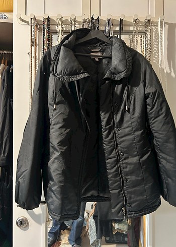 Mango Siyah Fermuarlı Yüksek Yakalı Kadın Ceketi - Görsel 7