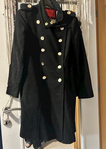 Mango Düğmeli Siyah Uzun Kaban - Görsel 4