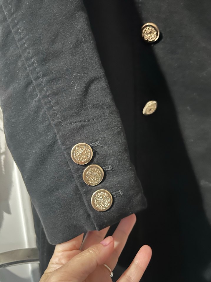 Mango Düğmeli Siyah Uzun Kaban - Görsel 5