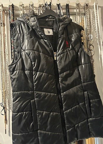 US polo Siyah Kapüşonlu Fermuarlı Kadın Yelek - Görsel 7