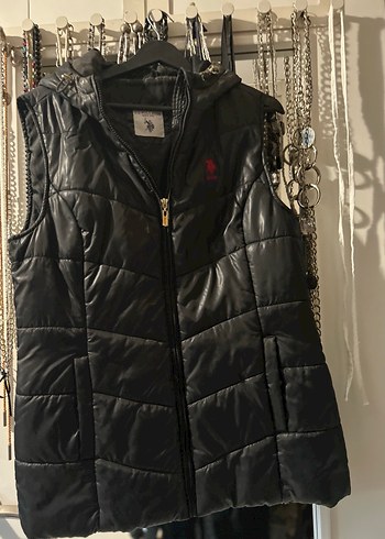 US polo Siyah Kapüşonlu Fermuarlı Kadın Yelek - Görsel 3